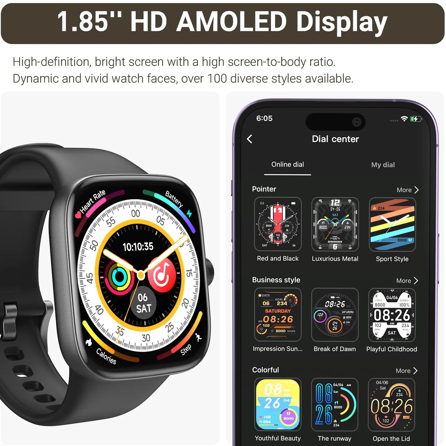 TOZO S7 Smartwatch โ Bluetooth Call, AMOLED HD Display, 100+ Sports Modes & Health Tracking