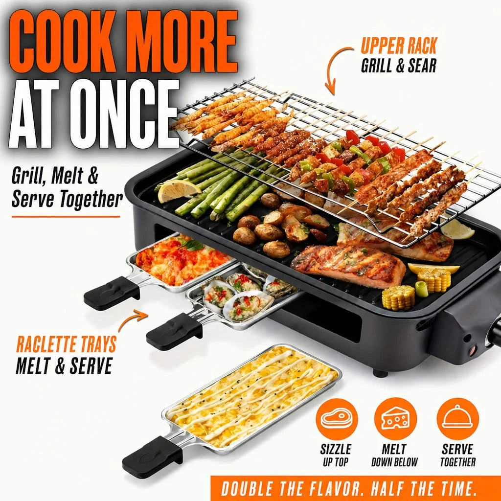 Smokeless Electric BBQ Grill with Adjustable Temperature & Non-Stick Surface