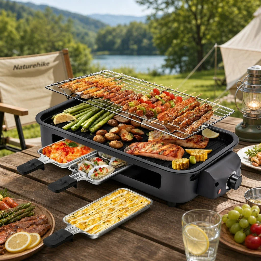 Smokeless Electric BBQ Grill with Adjustable Temperature & Non-Stick Surface