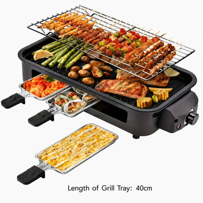 Smokeless Electric BBQ Grill with Adjustable Temperature & Non-Stick Surface