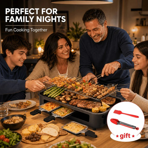 Smokeless Electric BBQ Grill with Adjustable Temperature & Non-Stick Surface