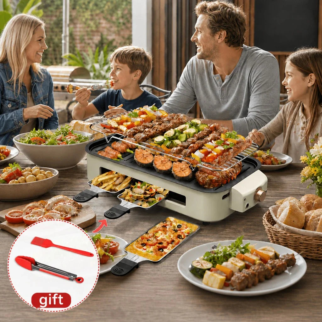 Smokeless Electric BBQ Grill with Adjustable Temperature & Non-Stick Surface
