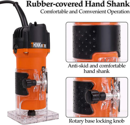 THINKWORK 6.5A Compact Router with 15-Piece Bit Set