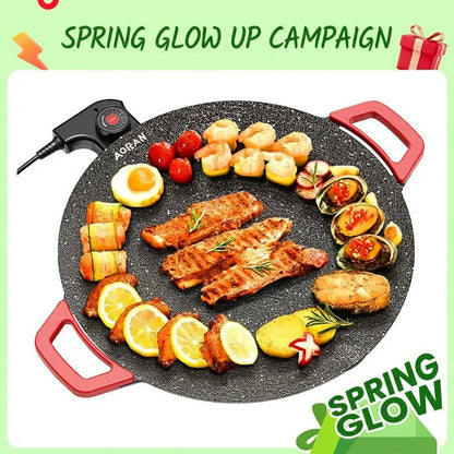 AORAN KITCHEN 1500W Smokeless Indoor Electric Grill Pan, Non-Stick BBQ Griddle
