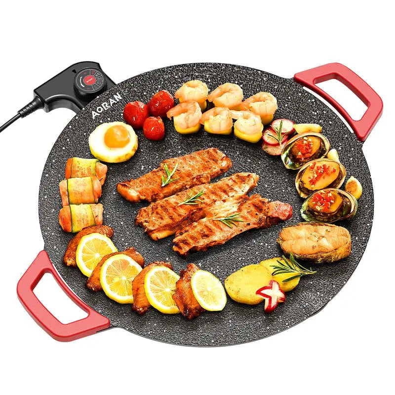 AORAN KITCHEN 1500W Smokeless Indoor Electric Grill Pan, Non-Stick BBQ Griddle