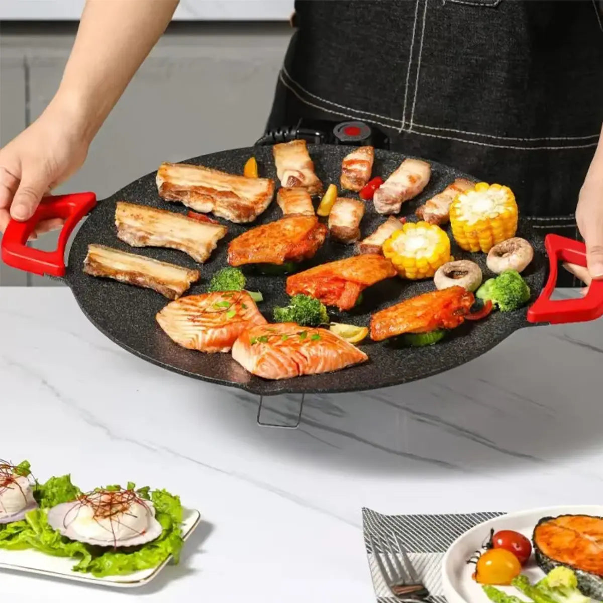 AORAN KITCHEN 1500W Smokeless Indoor Electric Grill Pan, Non-Stick BBQ Griddle